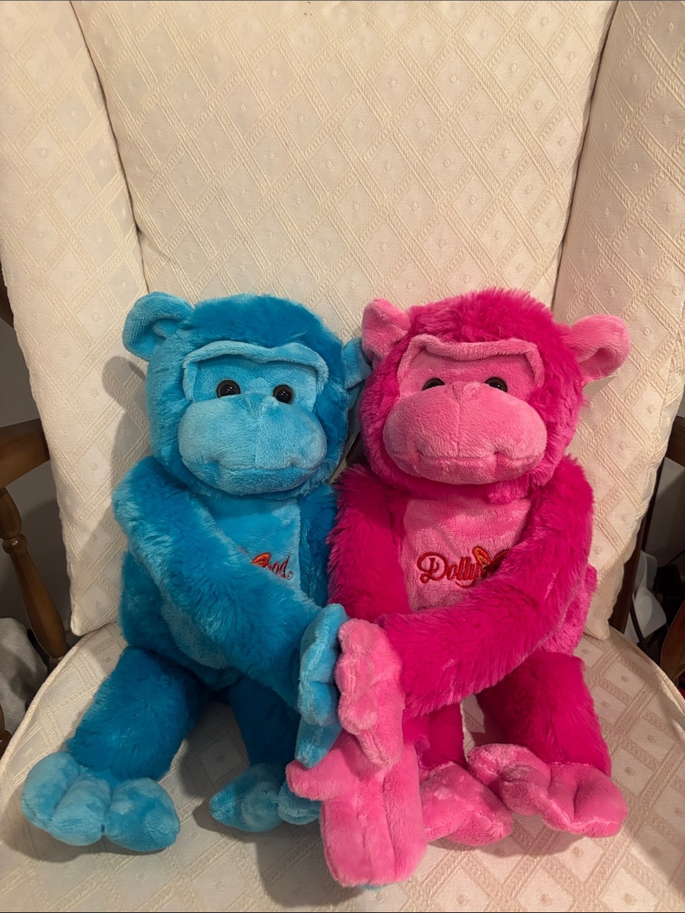 & Me Plush Monkey Pair - Blue and Pink Soft Toy Set